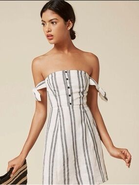 Reformation Arnaut Black and White Striped Dress